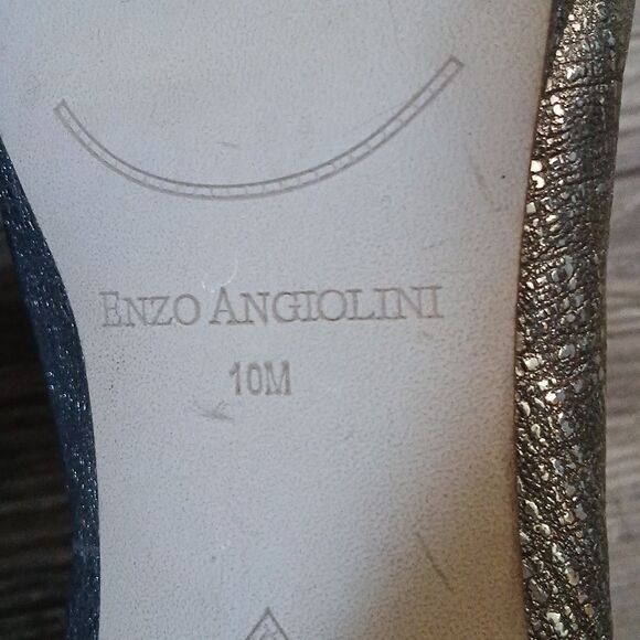 Enzo Angiolini Easamendra leather gold silver sparkle platforms Sz 10 - Picture 8 of 10